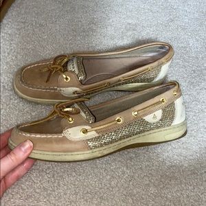 Gold sperry boat shoe